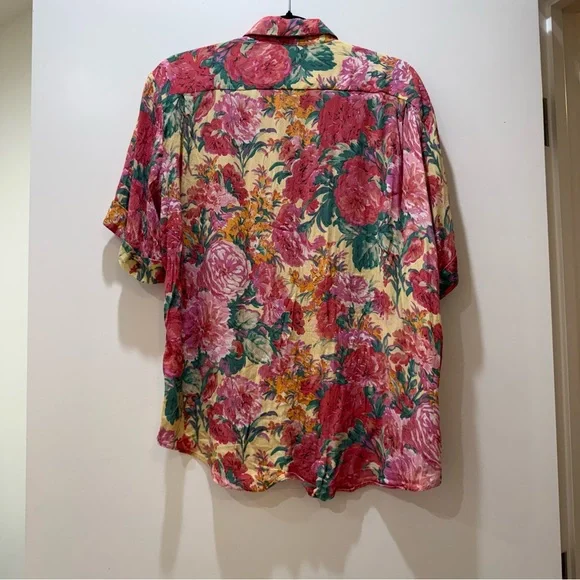 Zara Floral Button-Down Shirt - Red Green pink orange - Picture 4 of 6